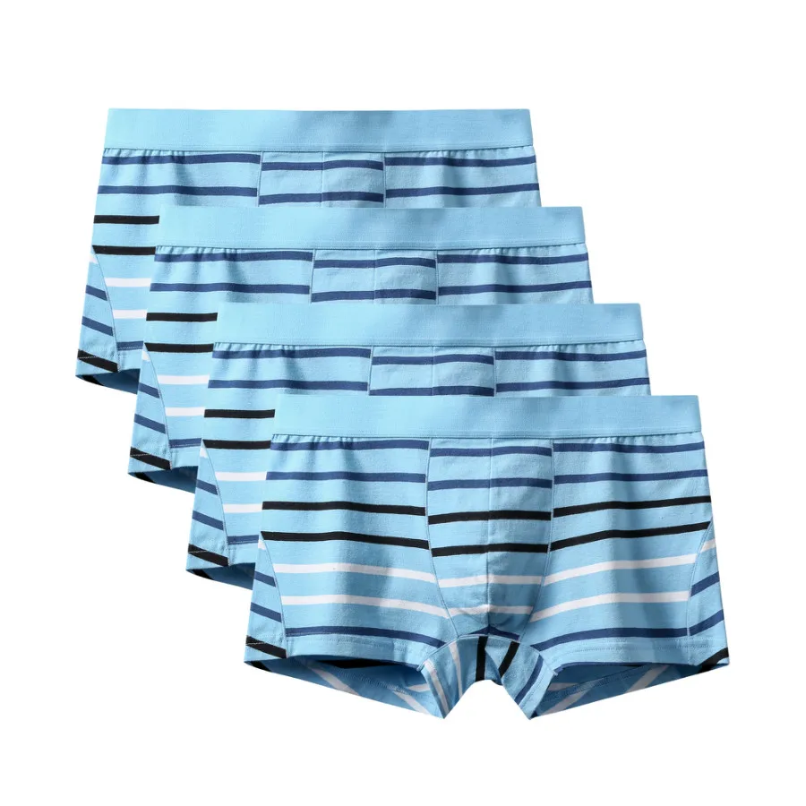 4Pcs A1743 Sky Blue 4 шт./партия,, мужские модные сексуальные хлопковые трусы, мужские боксеры, шорты, дышащие, большие размеры, хлопковое нижнее белье, мужское нижнее белье - Цвет: 4Pcs A1743 Sky Blue
