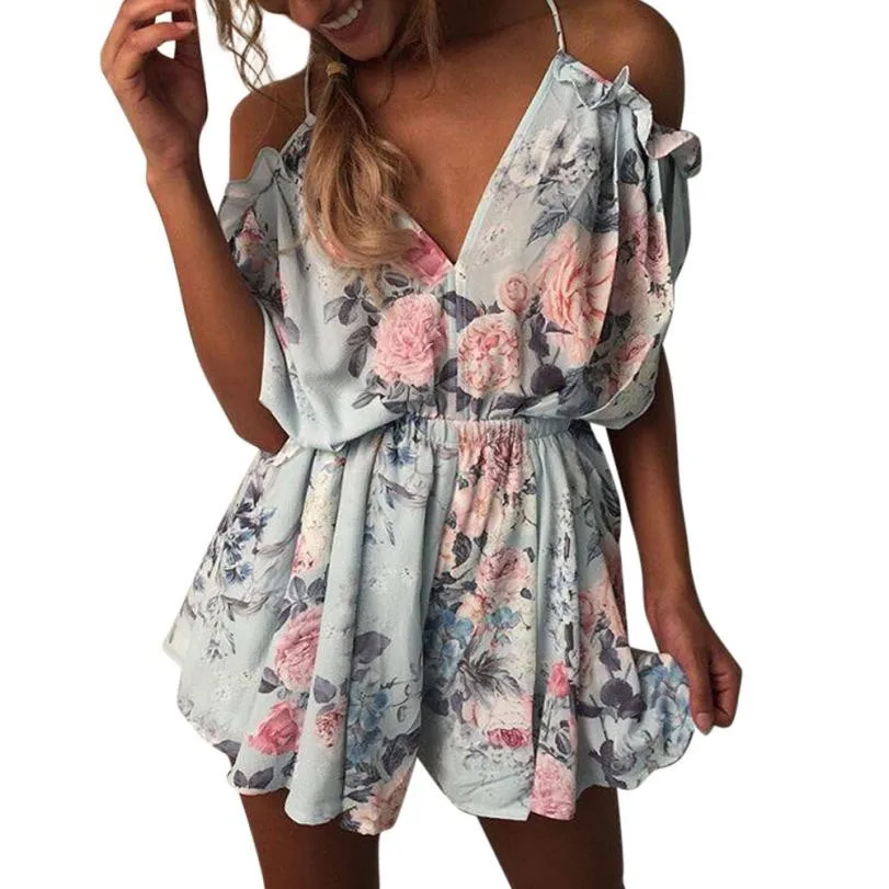 

Womail bodysuit Women Summer Casual Holiday Mini Playsuit Ladies Jumpsuit Beach Shorts Jumpsuit new fashion 2019 dropship M4