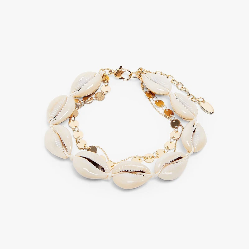 

KOMi Natural Conch Shell Chain Bracelet Bangle Charm Multi-element Anklet Braided Rope Set Women Jewelry Summer Beach B10308