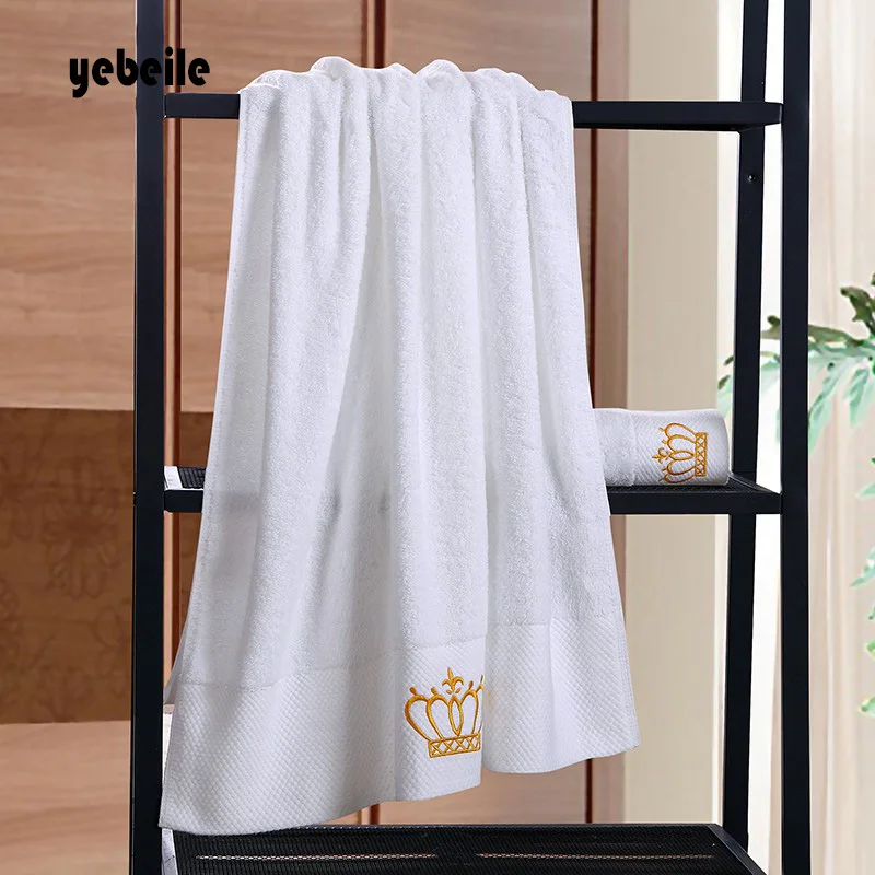 Yebeile cotton Embroidered Imperial Crown Cotton White Hotel towel facetowel, hand towel bathtowel Absorbent Towel sets