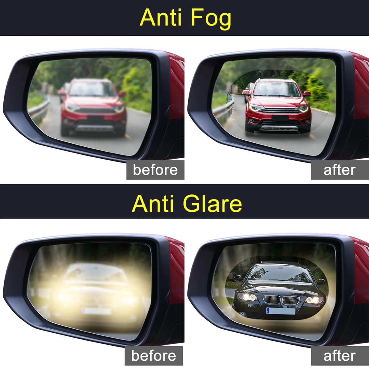 High Quality 1Pair Car Anti Water Mist Film Anti Fog Nano Coating Rainproof Rearview Mirror Window Protective Film