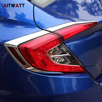 

ABS Chrome Exterior Taillight Cover Strip Rear Light Lamp Garnish Moldings 4Pcs Car Accessories For Honda Civic 10th 2016 2017