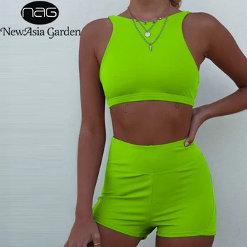 

NewAsia Tracksuit Women Two Piece Set Two Piece Set Top And Shorts Set Push Up Biquini Beachwear Backless Sexy Bathing Set 2019