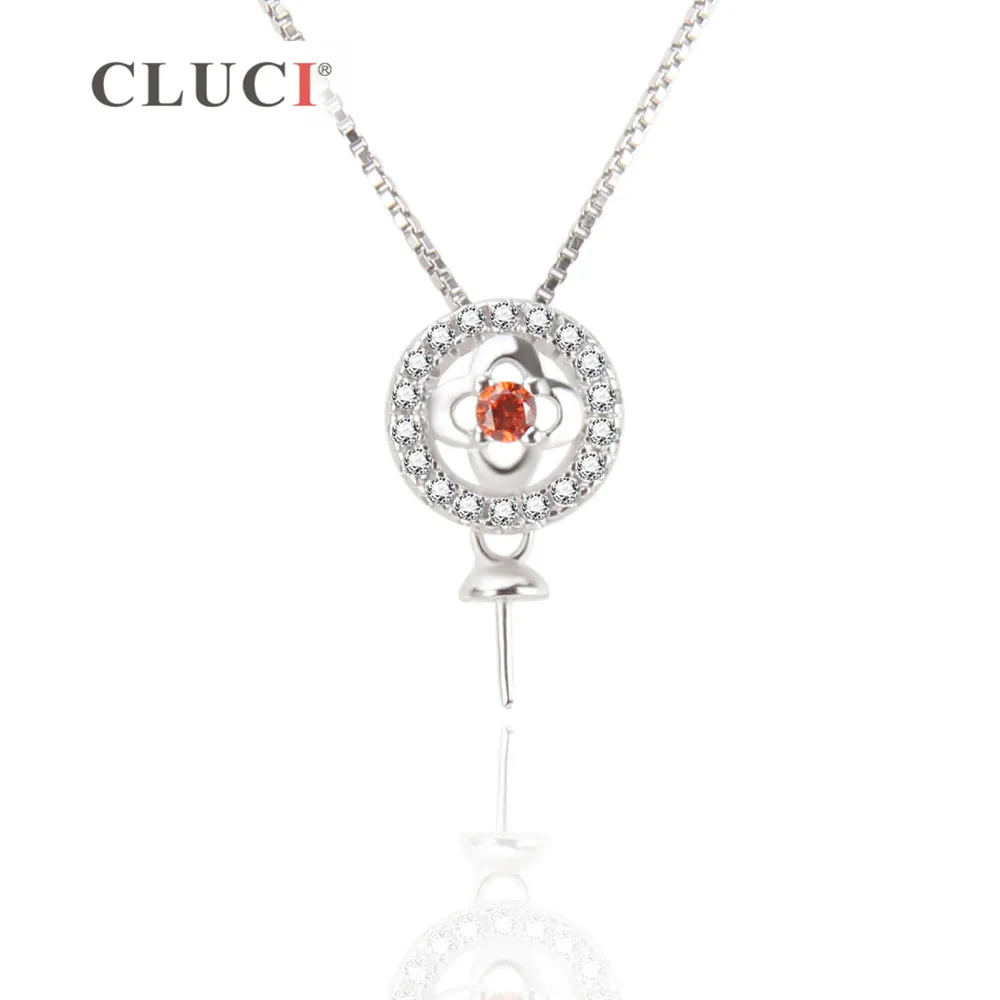 

CLUCI Luxury Pendant White and Red Zircons Wedding Pendant without Chain For Women Girl Necklace DIY, fit 7-8mm pearl