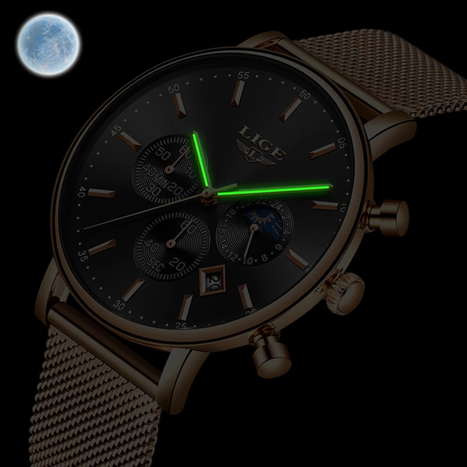 Новые женские подарочные часы LIGE модные брендовые кварцевые наручные часы женские роскошные часы из розового золота Женские часы Relogio Feminino