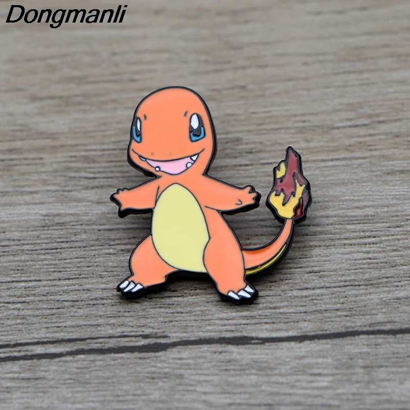 L3415 Charmander металлическая Эмаль Булавка для рюкзака/сумки/джинсовой одежды значок нагрудная булавка брошь бижутерия 1 шт