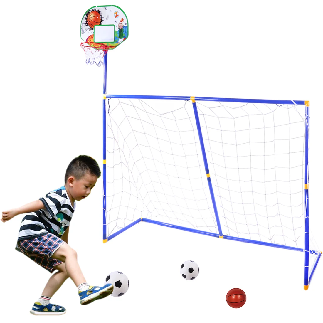 

3 In 1 Outdoor Sports Toy Equipment Football Goal Basketball Stands Sports Toys for Kids Children Early Development Toys 2018