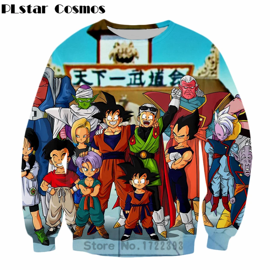 

PLstar Cosmos Fashion Men Women Sweatshirts anime Dragon Ball Z Super Saiyan Goku/Vegeta/Piccolo 3D print Crewneck Pullovers