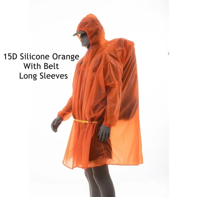 15D orange long 3F Ul gear, пончо для одного человека, Сверхлегкий, походный, для велоспорта, плащ, для улицы, тент, для кемпинга, брезент, для защиты от солнца, 15D, силикон, 210T - Цвет: 15D orange long