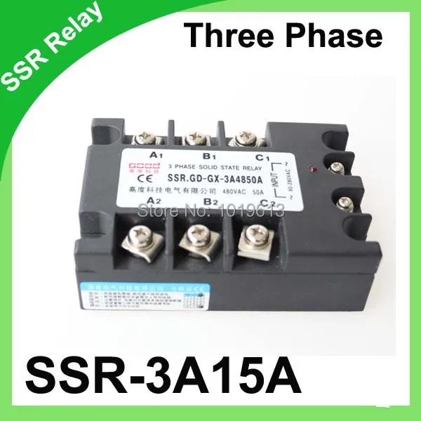 

Original 3 phase AC solid state relay SSR 15A,80-250VAC Normally open Electronic switch