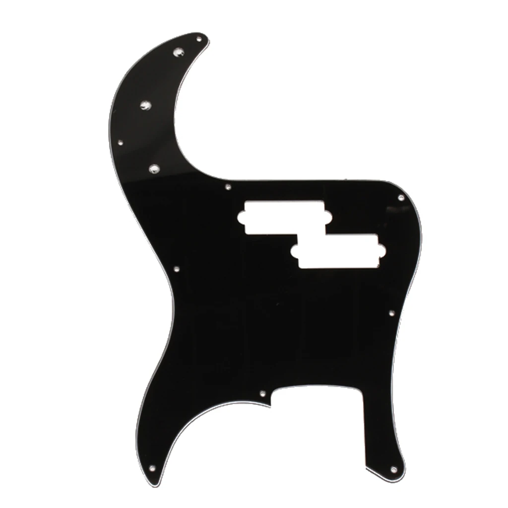 Black 3 Ply Pickguard for PB Precision Bass + 2pcs Thumb Rest Tug Bar Finger Pull for Electric Bass Replacement