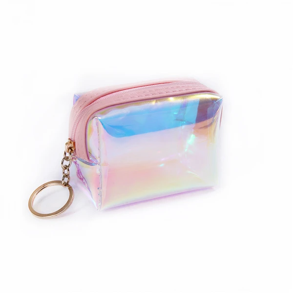 PURDORED 1 шт. мини лазерный Кошелек для монет Женский мини-кошелек на молнии портативный прозрачный маленький ключ сумка Деньги шнур для наушников кошелек - Цвет: pink