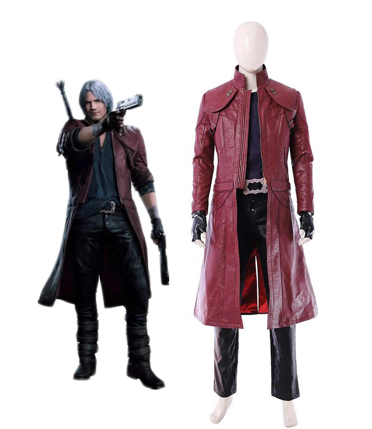 

NEW Dante Cosplay Costume Deluxe Leather Full Set Custom Made Any Size for Unisex