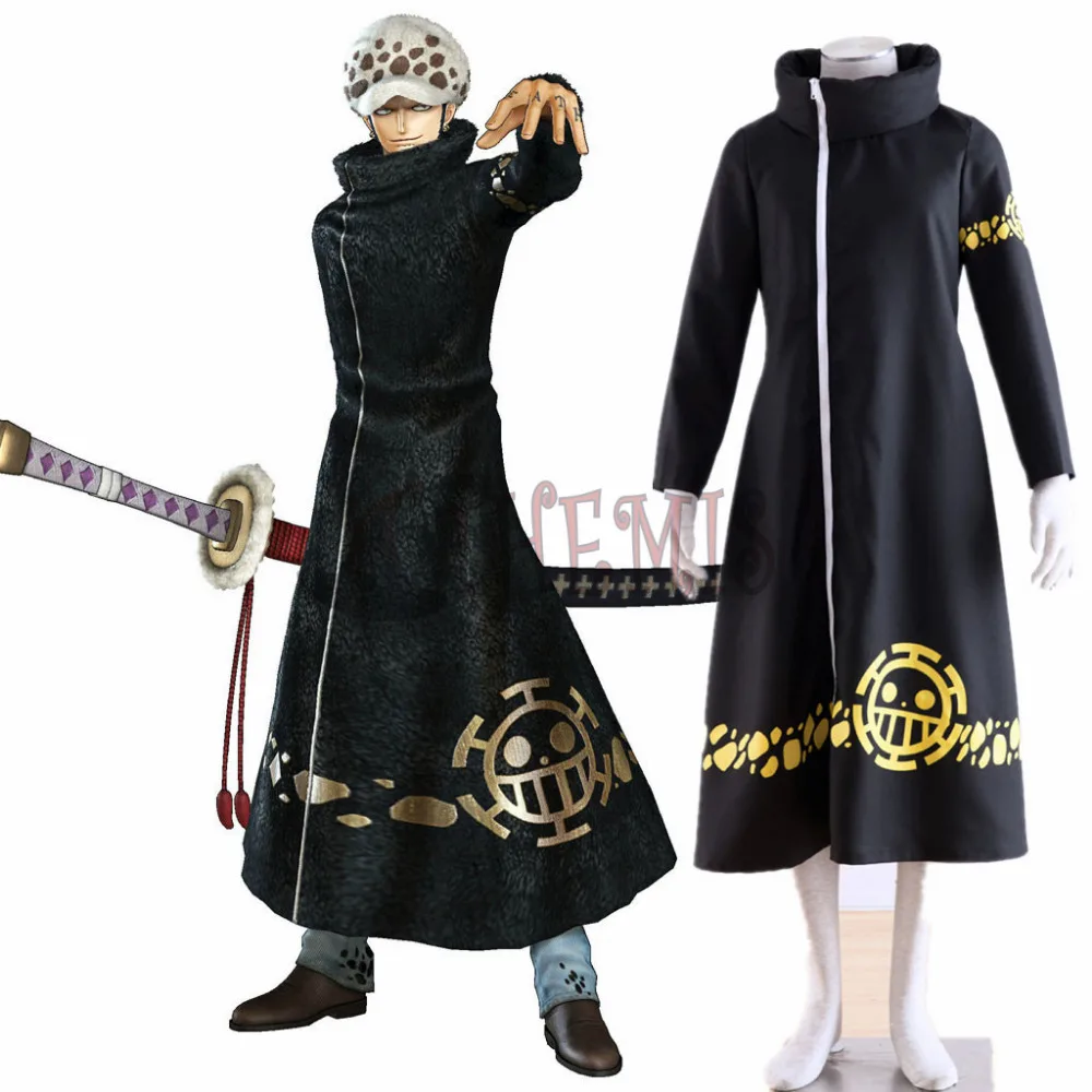 Athemis One Piece Trafalgar Law (Trafalgar D Water Law) Giacca Lunga Cappotto Costume Cosplay Per Bambini Adulto Taglie Forti