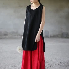 Johnature, женские футболки из хлопка и льна с круглым вырезом, без рукавов, повседневные, одноцветные, лето, Новые короткие мягкие женские футболки