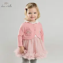 Dave bella/DBM9591; платье для маленьких девочек; осенние платья с длинными рукавами; Розовая одежда; детское Эксклюзивное Платье для дня рождения
