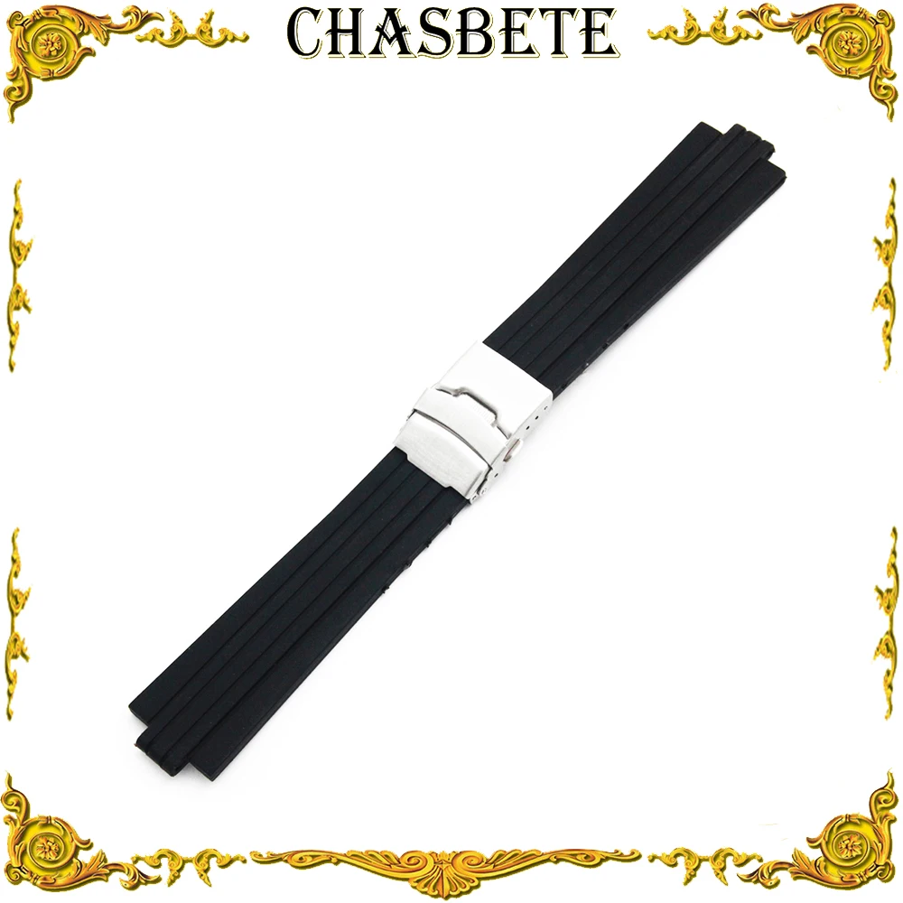 

12mm X 22mm, 10mm X 24mm Silicone Rubber Watch Band Watchband Safety Buckle Resin Strap Wrist Loop Belt Bracelet Black