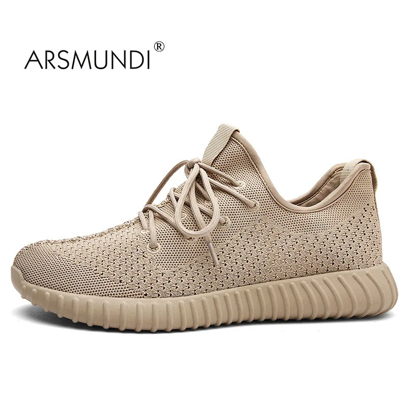 ARSMUNDI/оригинальные мужские кроссовки, TX-8715, с круглым носком, Yeezy, обувь для мужчин, дышащие спортивные мужские белые кроссовки из сетчатого материала