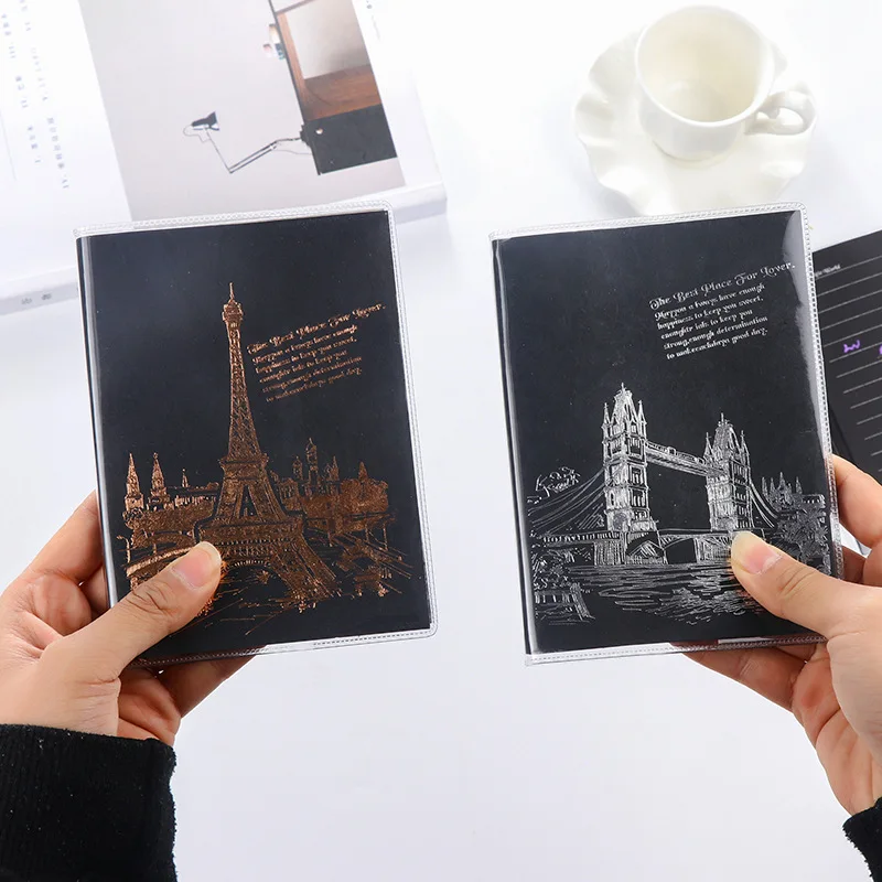 

Creative Tower Notebook Black Lined Page Notepad Stationery Diary Notebook Soft Cover Office School Supplies