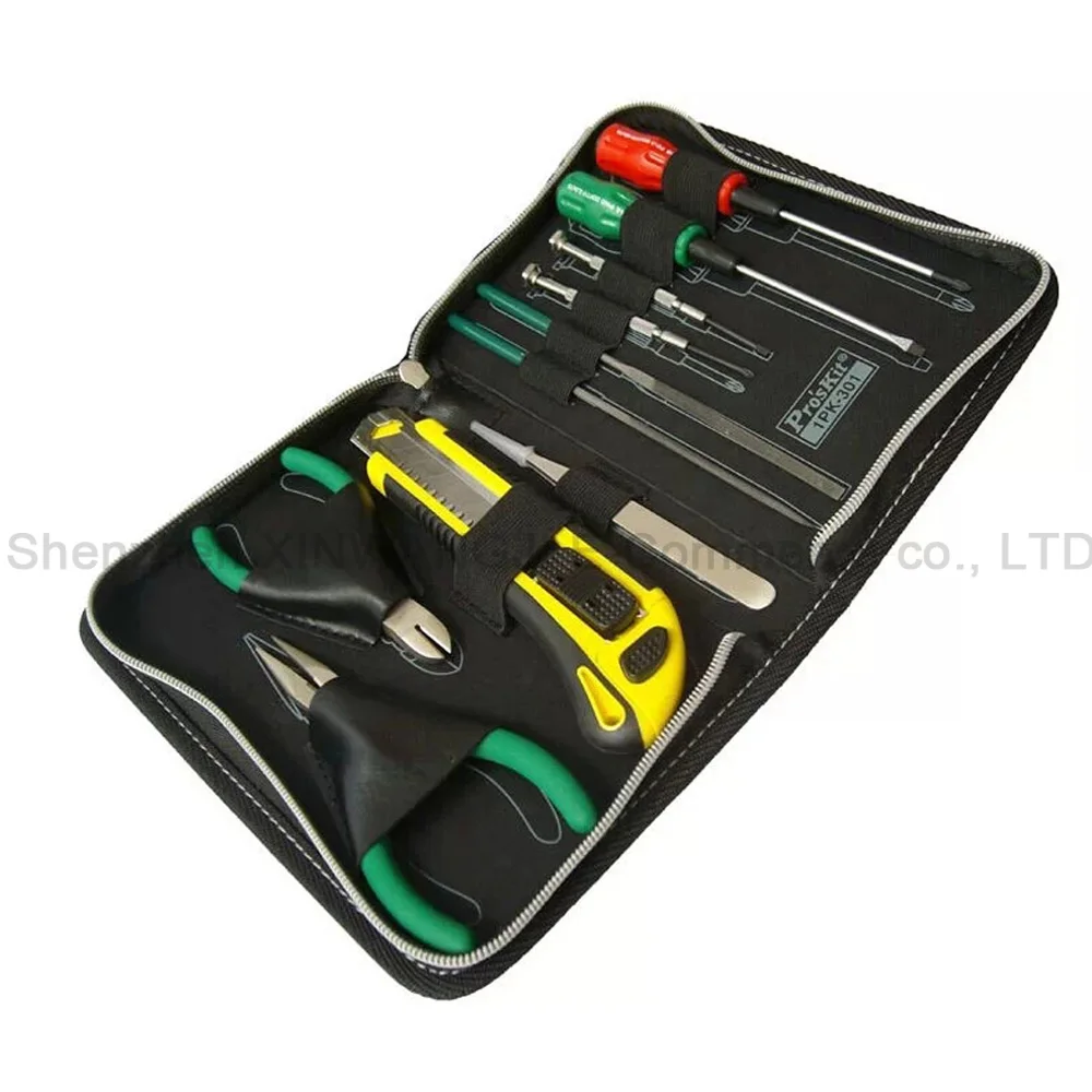 Pro'skit 1PK-301 мини-набор инструментов, домашний портфель, наборы ручных инструментов, пинцет, отвертка, наконечники, плоскогубцы, диагональные режущие плоскогубцы