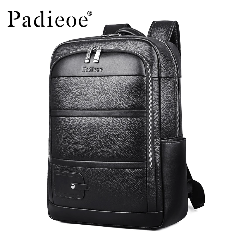 

Padieoe School Notebook Leather Backpack Men 14 Inch Laptop Bag Fashion Travel Mochila Masculina Large Capacity Male Daypack
