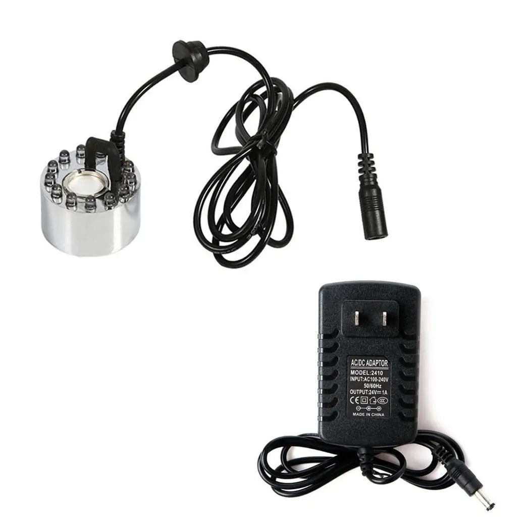 

New 12 LED Colorful Light Ultrasonic Mist Maker Fogger Purify Water Fountain Pond Indoor Outdoor 24V ABS Easy To Operate Hot
