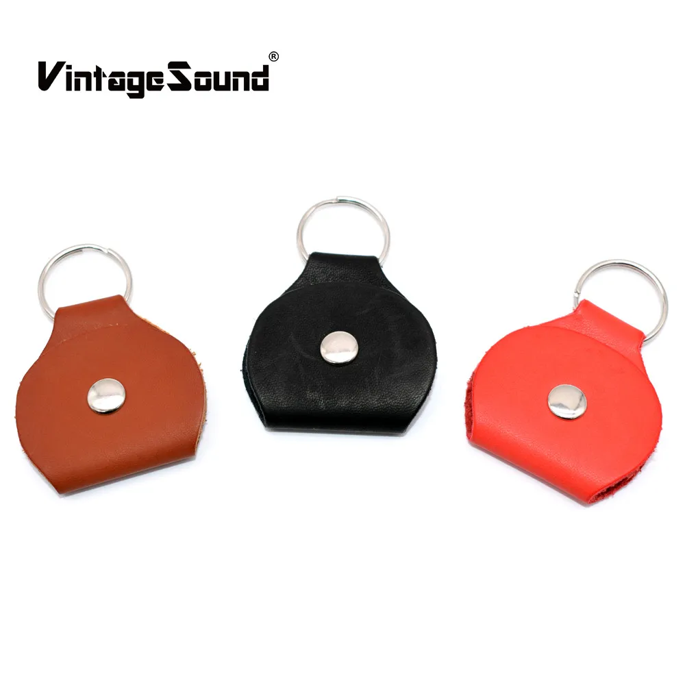 Leather Metal Guitar Picks Holder Plectrum Case Bag Guitar Pick Cover
