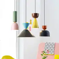 Nordic minimalist creative bar restaurant bedroom cafe color single head Macaron Bell LED chandeliers