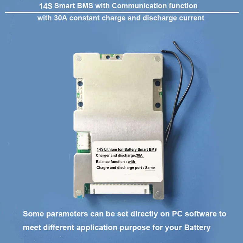 

14S Bluetooth Software BMS with 30A constant charge and discharge current 58.8V Smart BMS for 48V Li ion Electric bike Battery