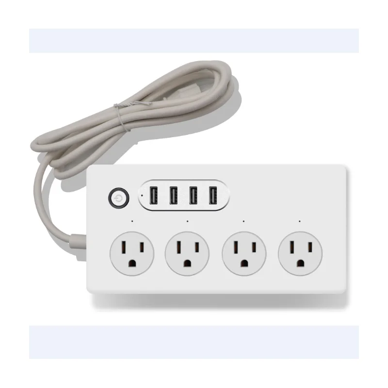 4 порта USB Мощность полосы штепсельная вилка американского стандарта умная