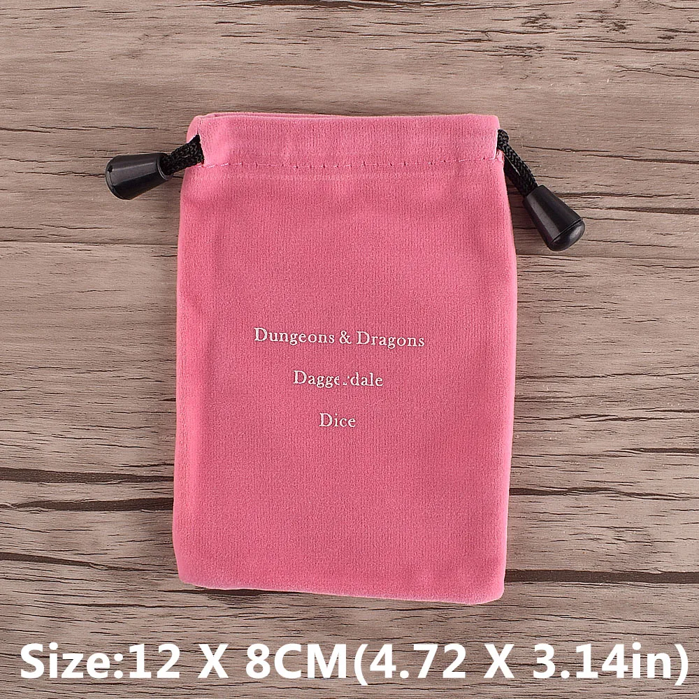 

12*8cm Dice Bag For D4 D6 D8 D10 D12 D20 MTG RPG D&D DND Poly Dice Board Games Gathering Toys Pink Storage Bag Shrink Pouch Bags