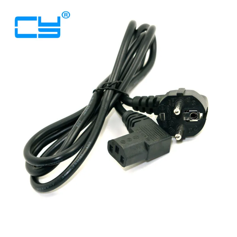 Europe european EU plug Flat Nema 5-15P to IEC C13 Left Angled Power Cord cable adapter for LCD LED Wall Mount TV 5ft 1.5m 150cm |