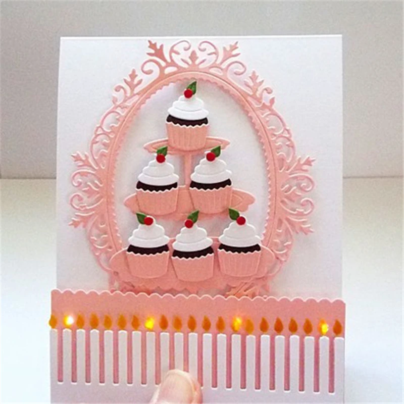 

YaMinSanNiO Candle Border Metal Dies Frame Cutting Dies For Birthday Scrapbooking Photo Paper Card Making Decorative Crafts Dies