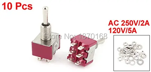 

Detail produk 10 Pcs DPDT ON-OFF-ON sesaat Toggle Switch Mini, Ac 250 V / 2A 120 V / 5A
