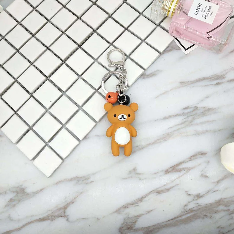 Blue Bear Key Chain Sweet Creative Animal Phone Pendant Pink Red Girl Bags Pendant Alloy Bell Car Key chains 2018 New G-08038 Fashion Jewelry