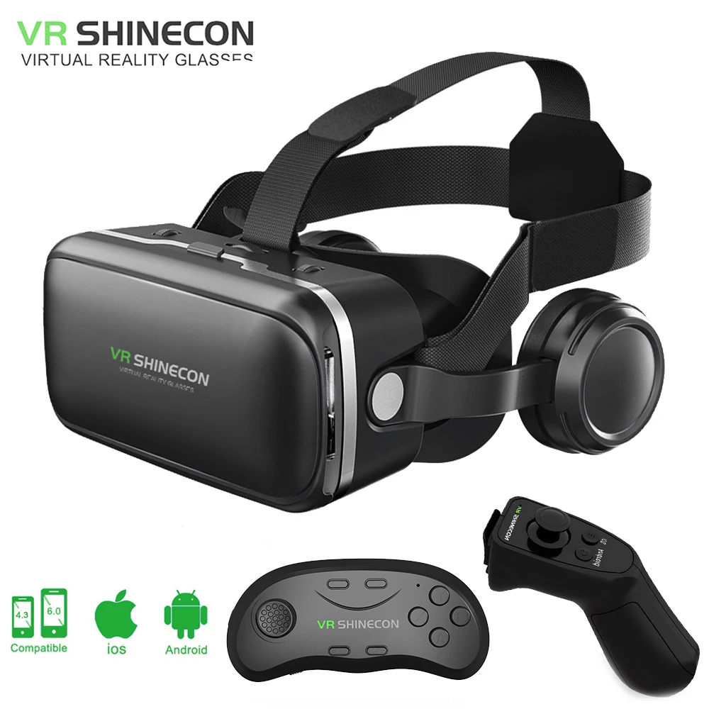 Shinecon 6,0 VR Очки виртуальной реальности 3D очки google cardboard VR гарнитура коробка для 4,3-6,0 дюймов ios и Android смартфон