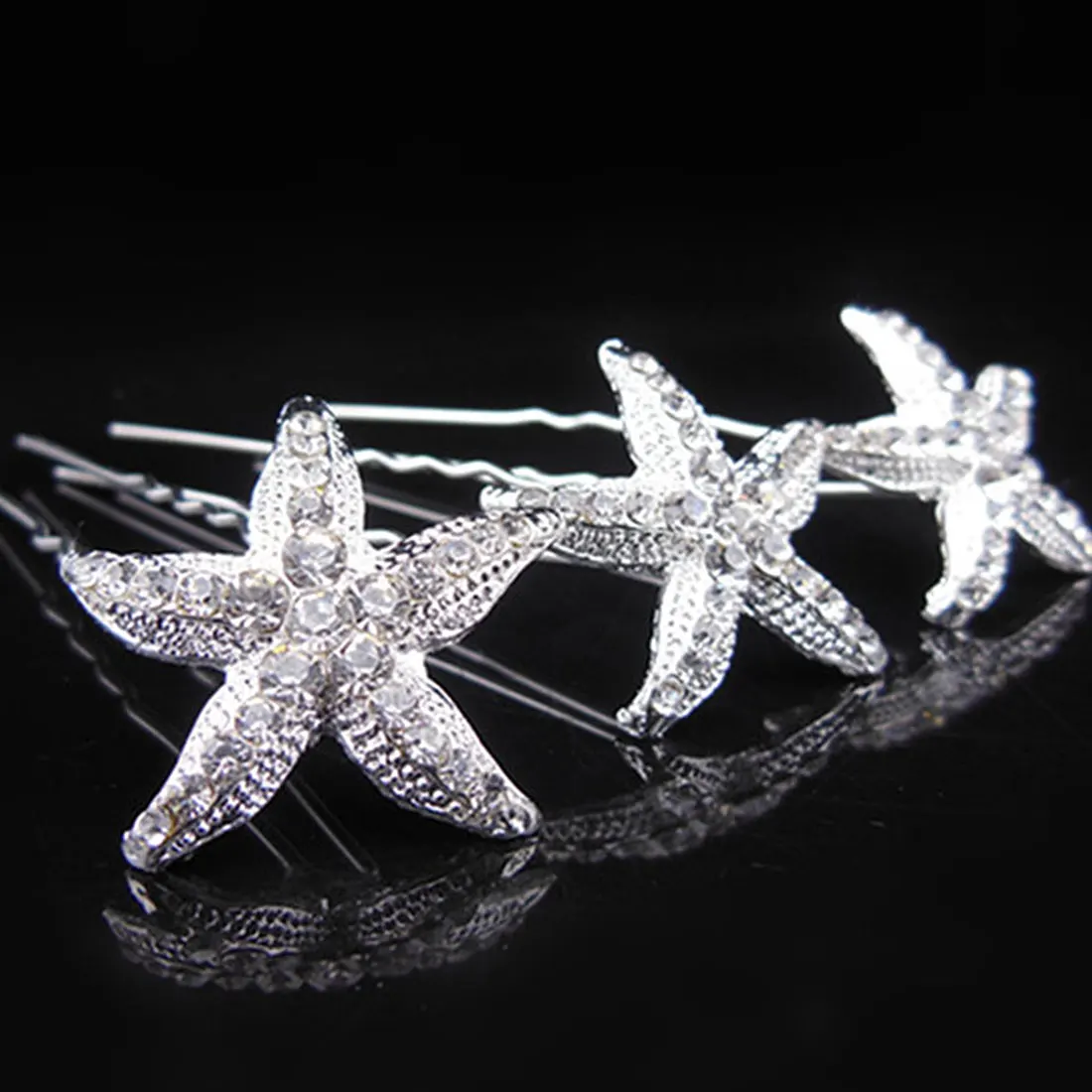 

6pcs New Starfish Hair Clips Beauty Women Girls Hairpins Crystal Starfish Hair Pins Bridal Wedding Prom Party Hair Accessories