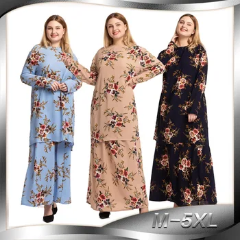 

Print flowers Muslim women abaya jubahmurah maxi size M-5XL
