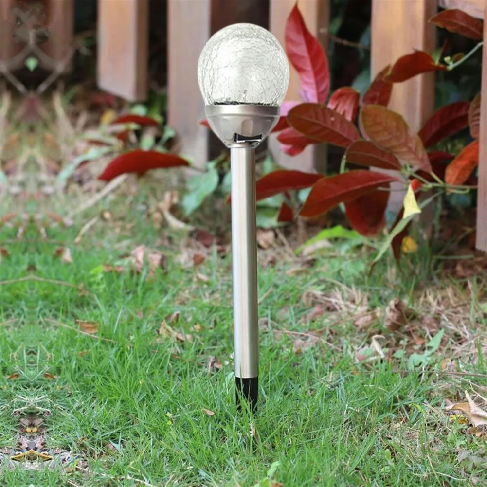 Padrão de Crack Lâmpadas do Gramado de Energia Inoxidável Luzes Bola Solar Jardim Luz Luz-operado Lâmpada Dropship 6.23 2 Pcs Aço 10 Solar Jardim Luz Luz-Operado LÂMPADA Dropship 6.23
