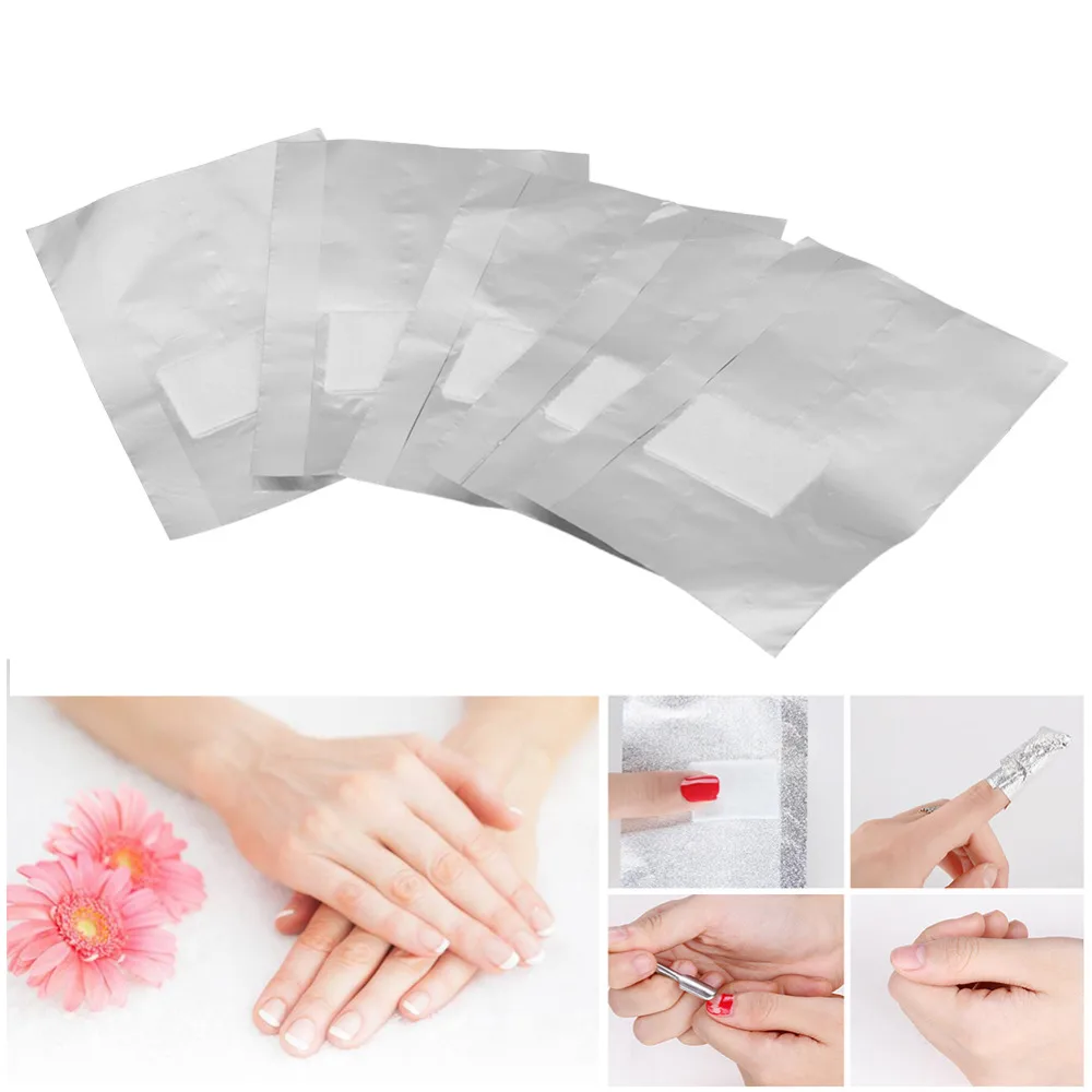 

100Pcs/Bag Nail Removal Wraps Aluminum Foil Soak Off Nail Polish UV Gel Remover Wrap Soak Off Nail Art Lacquer Easy Cleaner