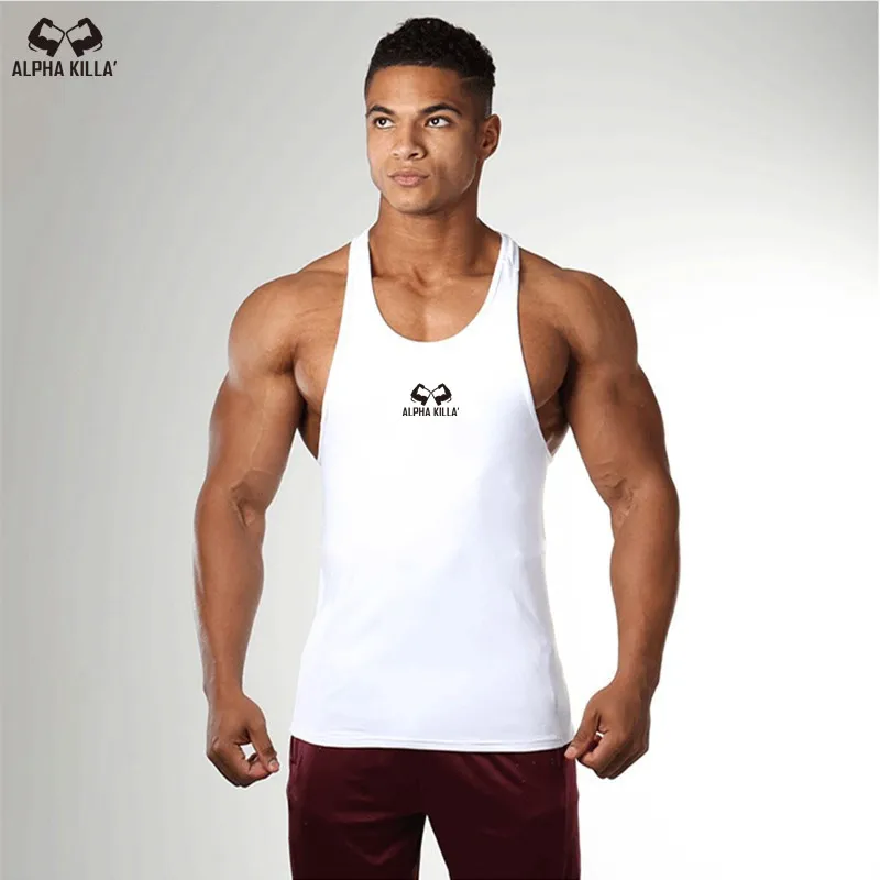 

2019 New fitness tank tops men gyms stringer mens canotta bodybuilding shirt gold Breathable vest cotton GYM clothing