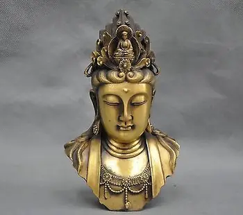 

China Kwan-yin Buddha Guanyin Boddhisattva Bust Bronze Statue