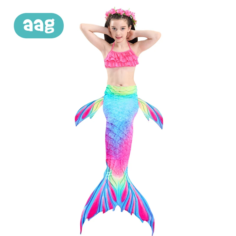 

AAG 3PCS/Set Children Bikini Swimsuit Girls Swimmable Mermaid Bathing Swimming Suit Kids Swimwear Dress Children Beachwear 25