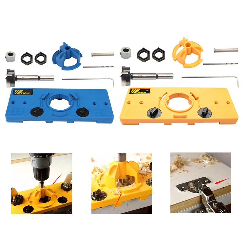 

35MM Cup Style Hinge Boring Jig Drill Guide Set Door Hole Template For Kreg Tool Woodworking DIY Tools Two Color