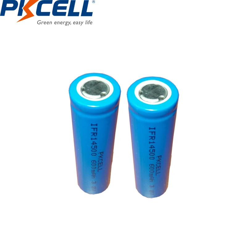 10PCS PKCELL AA Battery 3.2v IFR 14500 lifepo4 rechargeable batteries AA battery flat top for Solar Lights