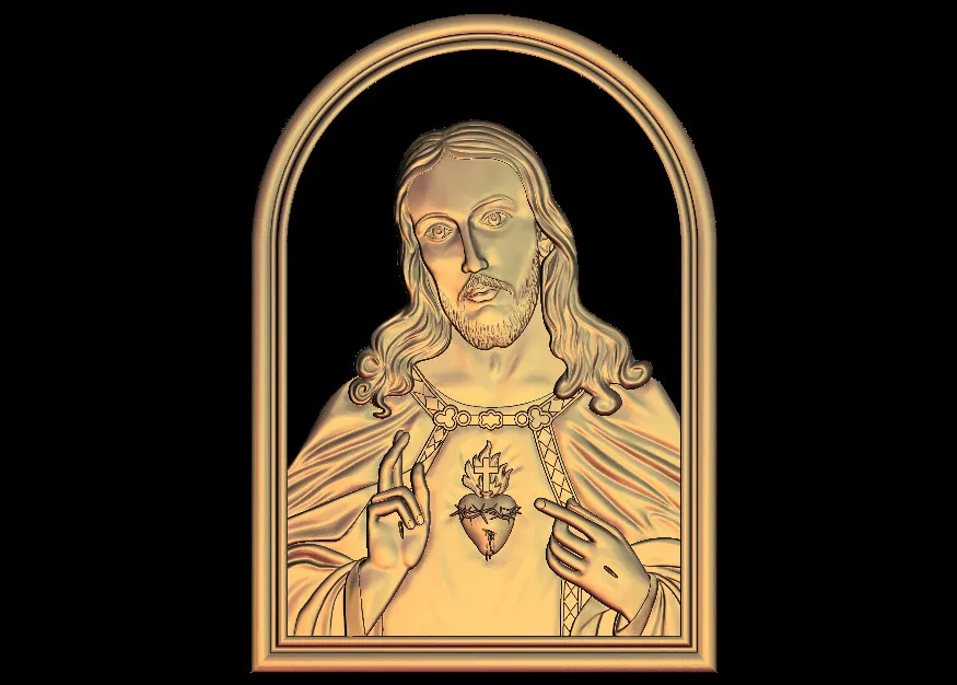

3D model jesus god heart relief for CNC router engrave Artcam Aspire type3 STL format file M467