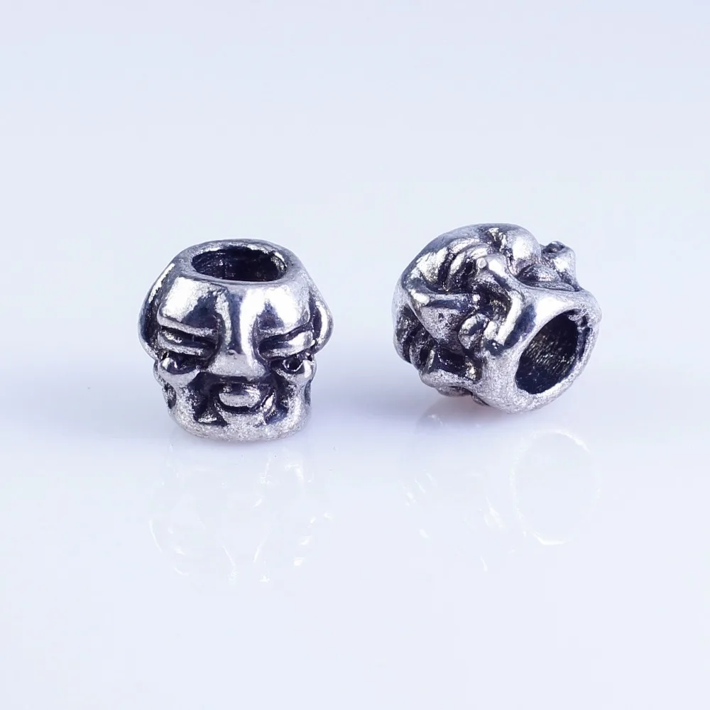

Wholesale 35pcs silver plated Buddha Big Hole Beads Fit Bracelet Skull European hole 4mm