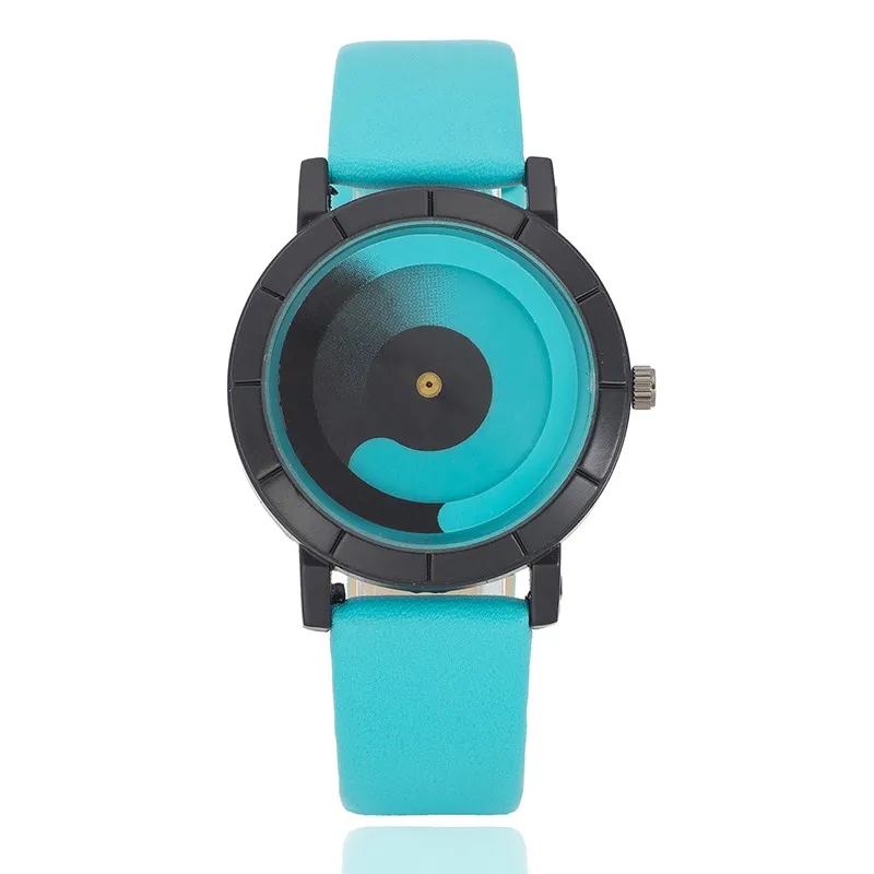 Brand Miler Leather Watch Women with Design Unique Tai Chi Rotate Dial Individuality Clock Students Simple