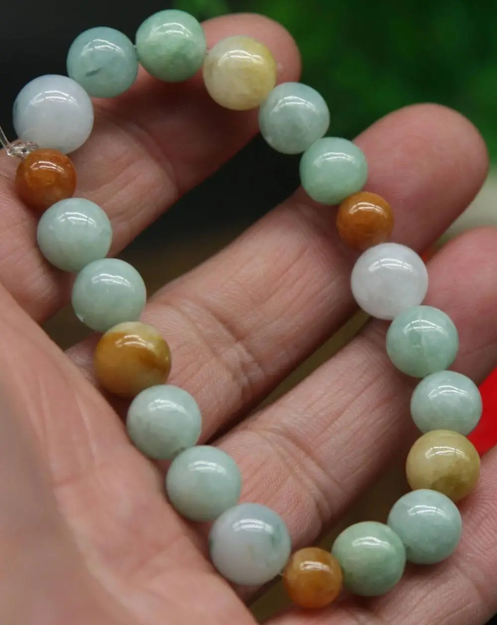 Сертифицированный 3 цвета 100% натуральный нефрит Jadeite браслет из бисера 9 ~ 10