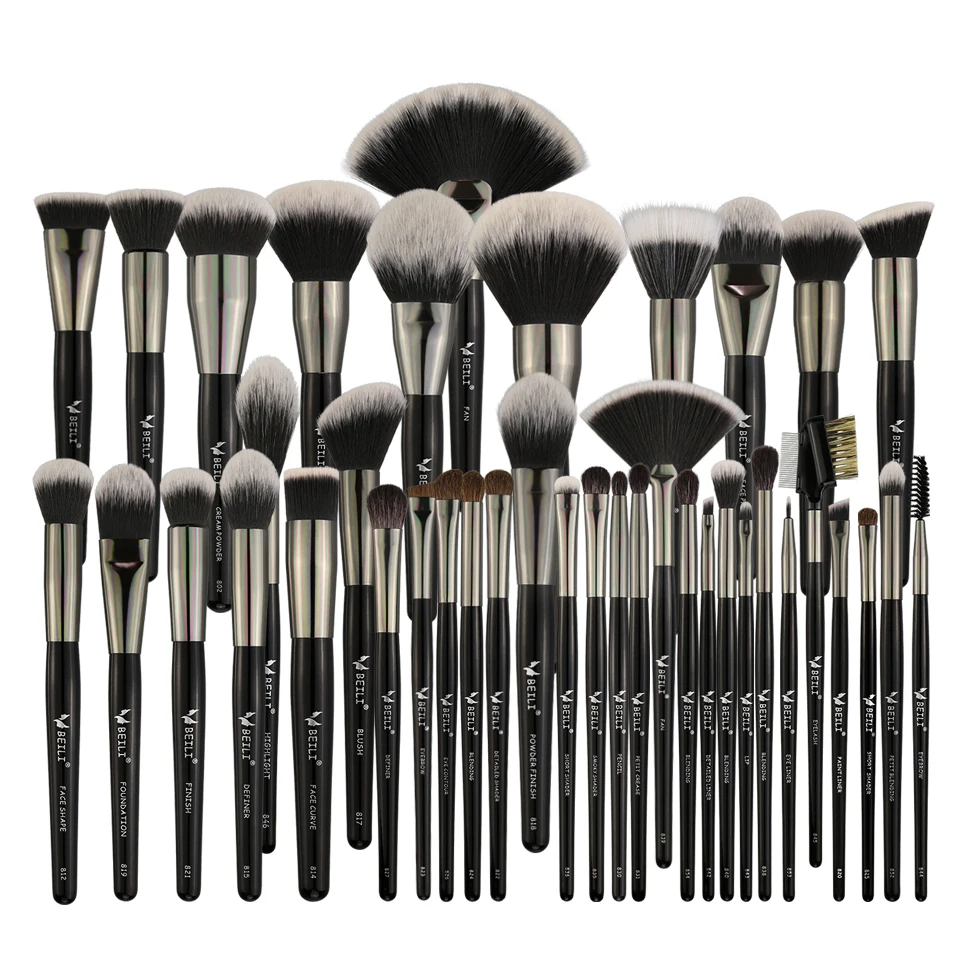 

40PCS Professional Makeup Brushes Set Soft Natural bristles powder Blending Eyebrow Fan Concealer Foundation
